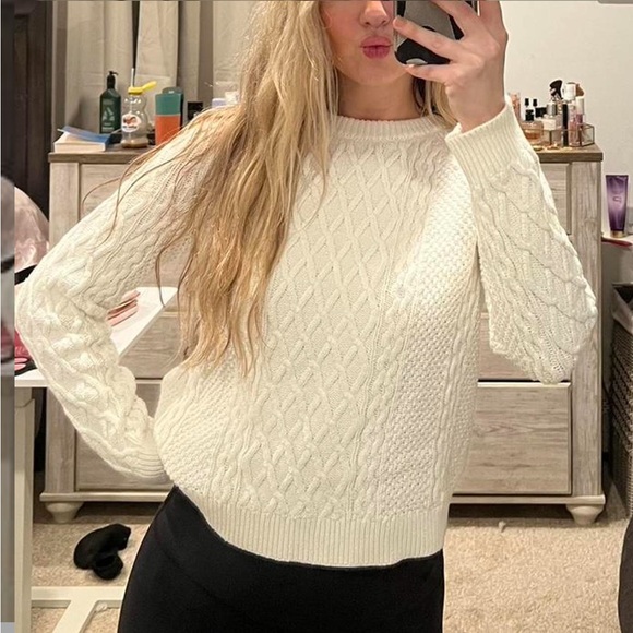 Women's Cable Knit Sweater - Picture 2 of 2